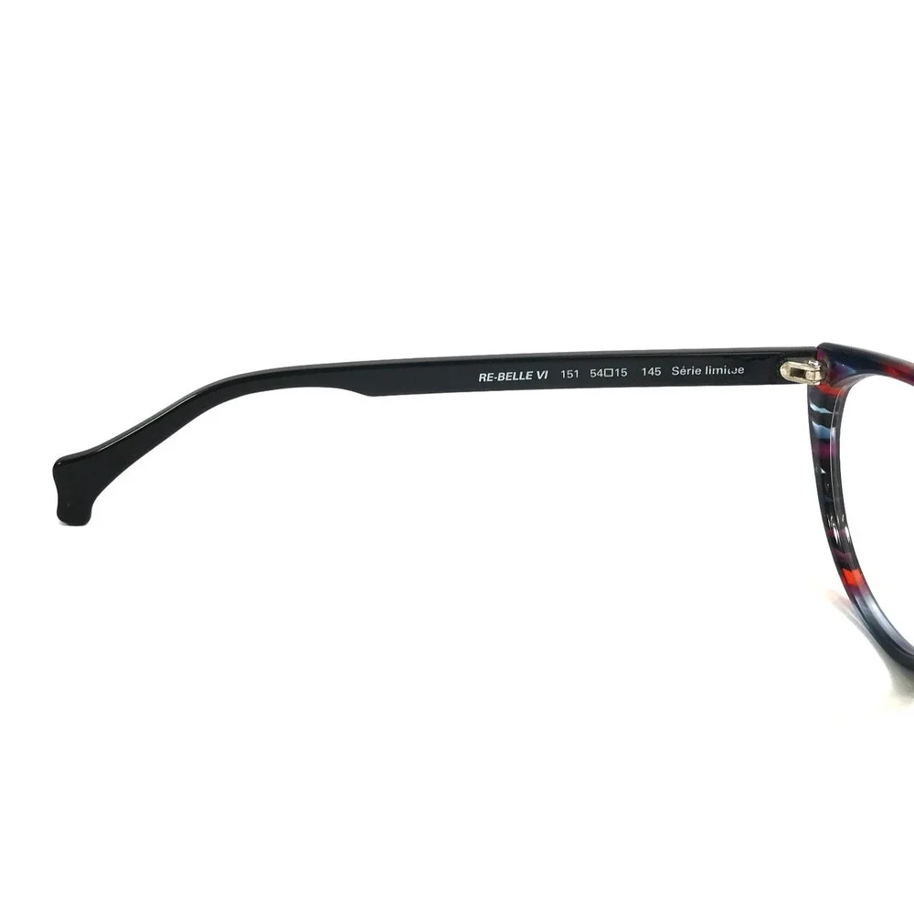 PLM Creation Eyeglasses Frames RE-BELLE VI 151 Black Blue Red Speckled 54-15-145